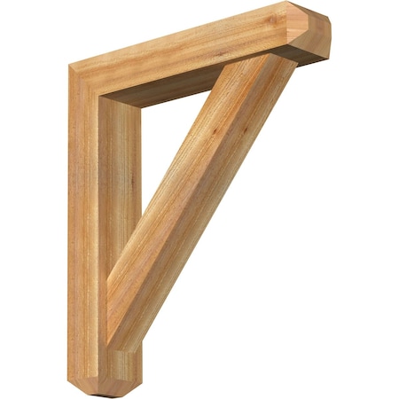 Traditional Craftsman Rough Sawn Bracket W/ Offset Brace, Western Red Cedar, 6W X 28D X 32H